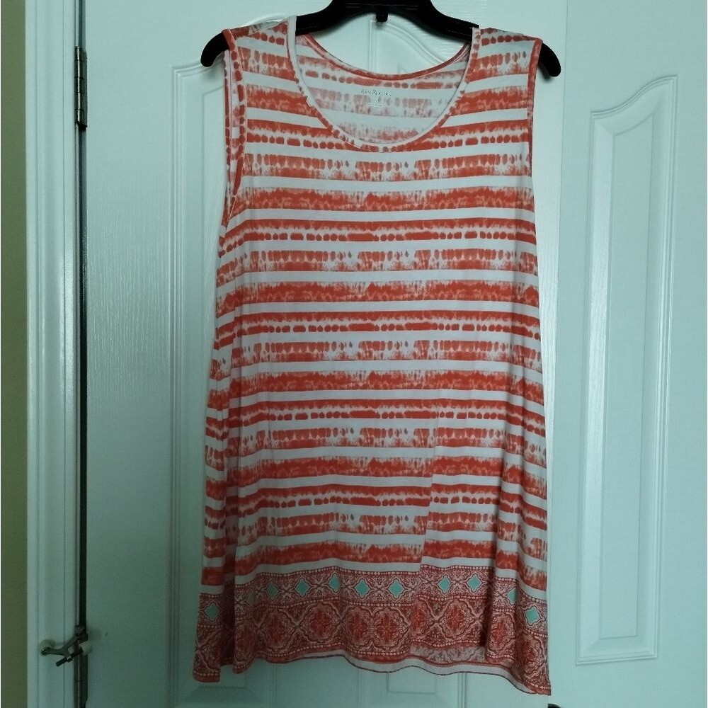 Kim Rogers Orange And White Tunic Size XL